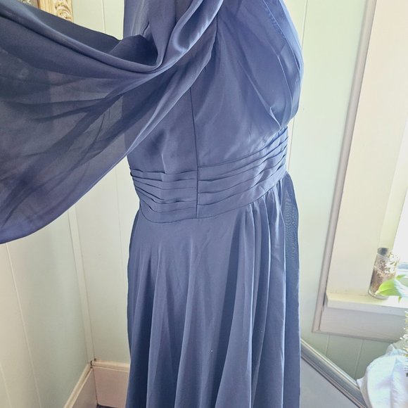 Navy Blue Chiffon Formal Dress, Wedding, Prom, Bridesmaid, Party, Evening, Opera - Picture 9 of 16